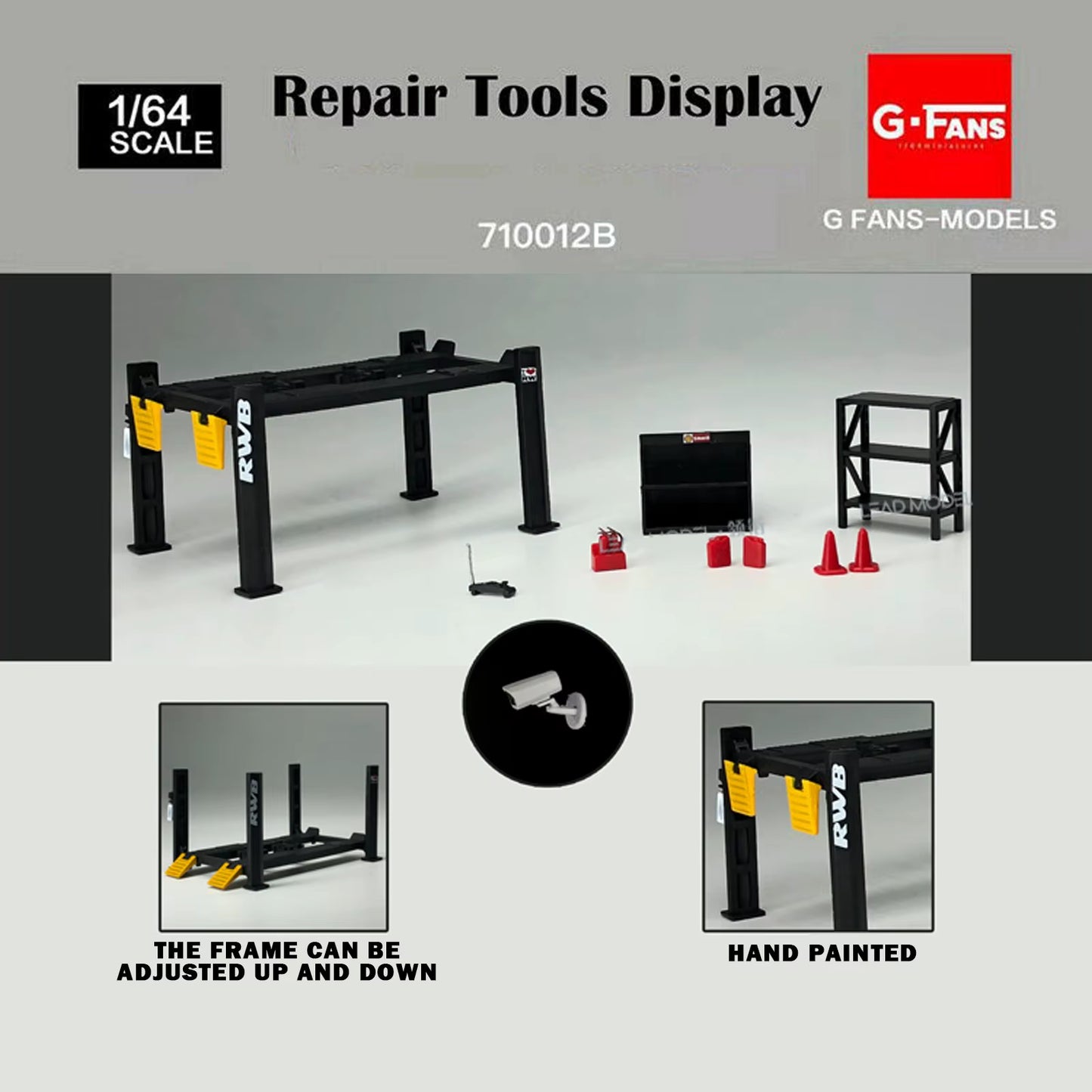 Diorama 1/64 Garage Maintenance Plastic Tools Set Die-Cast Model Car Display 12PCS Kid Toys Xmas Gifts