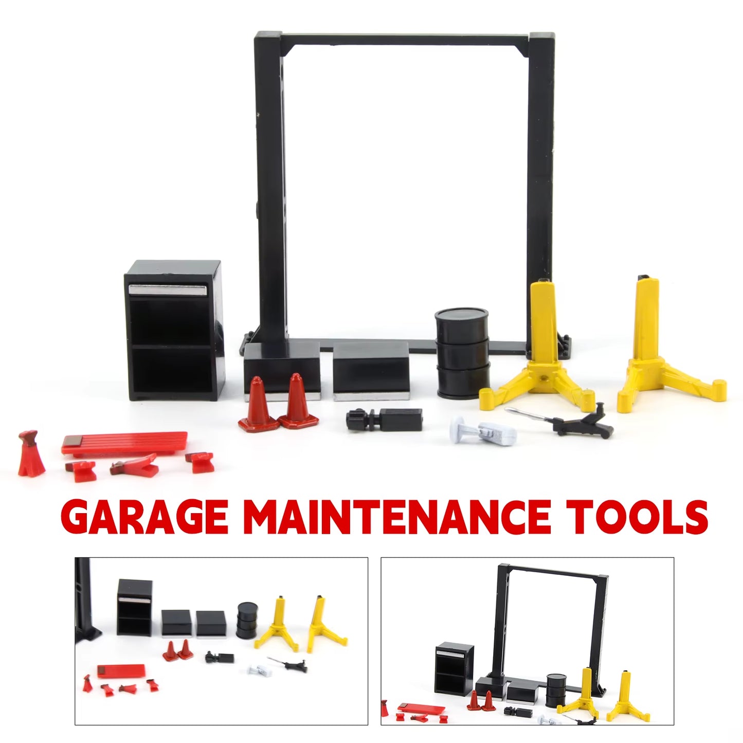 Diorama 1/64 Garage Maintenance Plastic Tools Set Die-Cast Model Car Display 12PCS Kid Toys Xmas Gifts