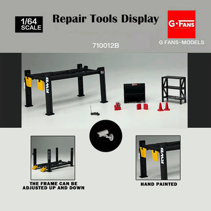 Diorama 1/64 Garage Maintenance Plastic Tools Set Die-Cast Model Car Display 12PCS Kid Toys Xmas Gifts
